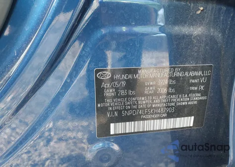 2019 Hyundai Elantra Se from USA, damaged, VIN 5NPD74LF5KH487903